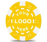 ZHONGSYU 50 jetons de Poker personnalisés, Impression Couleur intégrale avec Votre Logo, Texte ou Image, en d'argile, rayés, 11,5 grammes, idéaux pour Les événements, Tournois (Jaune)