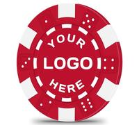 ZHONGSYU 50 jetons de Poker personnalisés, Impression Couleur intégrale avec Votre Logo, Texte ou Image, en d'argile, rayés, 11,5 grammes, idéaux pour Les événements, Tournois (Rouge)