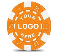 ZHONGSYU 50 jetons de Poker personnalisés, Impression Couleur intégrale avec Votre Logo, Texte ou Image, en d'argile, rayés, 11,5 grammes, idéaux pour Les événements, Tournois (Orange)