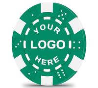 ZHONGSYU 50 jetons de Poker personnalisés, Impression Couleur intégrale avec Votre Logo, Texte ou Image, en d'argile, rayés, 11,5 grammes, idéaux pour Les événements, Tournois (Vert)