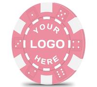 ZHONGSYU 50 jetons de Poker personnalisés, Impression Couleur intégrale avec Votre Logo, Texte ou Image, en d'argile, rayés, 11,5 grammes, idéaux pour Les événements, Tournois (Rose)