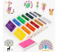 Zhongtou 15 Couleurs Tampon Encreur Coussin Set 7,5 x 5,5cm Encre pour Empreinte Doigt Enfant Non Toxiques Lavable Tampons Encreurs Enseignant pour Scrapbooking Textile Peinture Artisan