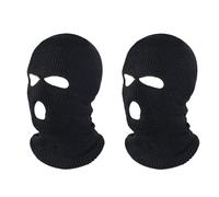 Zhongtou 2Pcs Cagoule Homme Balaclava à 3 Trous Noir Masque de Ski Tricoté Cagoule Moto Intégrale en Tricot Couvre-Visage à 3 Trous Sport Protection pour Randonnée Vélo Ski Running