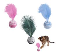 Zhongtou Lot de 3 Jouet pour Chat Interactif en EVA Balle Interactive pour Chat Jouet Chat Balle Rebondissante avec Plume pour Intérieur et Extérieur Chaten Jeu à Mâcher (Bleu, Rouge, Noir)