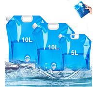 Zhongtou Sacs de d'eau 2 * 10L Pliable Eau avec Robinet + 1 * 5 L Poche Sacs à d'eau Portables Bidon Réutilisables Eau Potable Conteneur pour Le Sport Camping Randonnée Pique-Nique Barbecue(3 Pcs)
