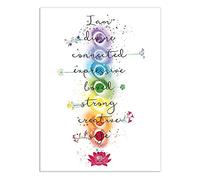 ZHONGYUTONG Impression sur toile avec citations des 7 chakras, yoga, méditation, décoration murale, fleur de lotus, mandala - Image spirituelle de motivation pour (7 chakra, 30 x 45 cm) sans cadre)