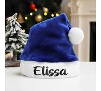 Zhongzhi Chapeau de Père Noël personnalisé pour Noël, ornement de nom personnalisé, chapeau pour père, cadeau de fête, chapeau de fête de Noël personnalisé (bleu)