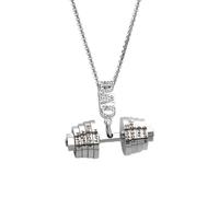 Zhongzhi Collier avec haltère personnalisé, pendentif plaque de poids, 3 couleurs, pendentif personnalisé avec nom d'haltère, bijou cadeau pour mari fête des pères, 1, Acier inoxydable, Pas de gemme