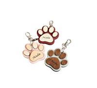 Zhongzhi Porte-clés personnalisé en forme de patte de chien en bois à suspendre pour badges d'animaux de compagnie, clés de voiture, cartes cadeaux, multicolore, 1 pièce