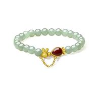 ZHOU LIU FU Bracelet en pierre naturelle | Bracelet extensible en onyx Hetian Jade | Bracelet de perles | avec élégante boîte à bijoux amulette porte-bonheur richesse Ward Off mauvais fantômes