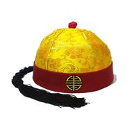Zhou-long Chapeau de l'empereur royal chinois antique pour jeu de rôle et cosplay - Jaune - Small