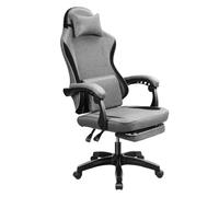 ZHOUBA Chaise de Jeu, Chaise Jeu Massage en Faux Cuir avec Appui-tête et Repose-Pied, Bureau d'ordinateur 360 Roues Rotation, Fauteuil Back-Office réglable Rechaiteur pour Gris