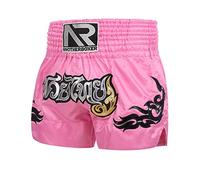 ZHOUBA Short de boxe, haute élasticité respirant avec design corde Muay Thai, short de kickboxing pour adultes et enfants, vêtements de combat pour hommes Rose XL