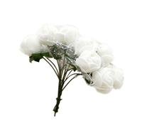 ZHOUBAA 2.5cm Fleurs Artificielles Multicolores Fleurs Artificielles Multicouche, Mousse Artificielle Poignet Fleur Faux Rose Bouquet Décoration De Fête De Mariage Blanc
