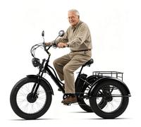 ZhouBSM Tricycle électrique 24 Pouces à 7 Vitesses pour Adultes, Vélo à 3 Roues avec Pneus Larges, Batterie 48 V 18 Ah, 3 Modes De Conduite, Scooter De Course pour Seniors Black