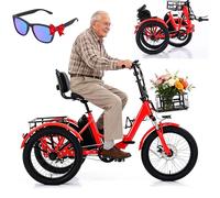 ZhouBSM Tricycle électrique pour Adultes - 3 Modes De Conduite, Pneus Larges 20 X 2,5 Pouces, Batterie 48 V 13 Ah - Autonomie De 45 Km, Idéal pour Les Seniors Et Les Adultes Red