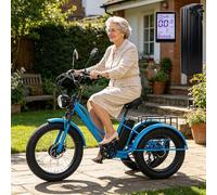 ZhouBSM Vélo électrique à 3 Roues De 24 Pouces pour Adultes Et Seniors, Tricycle des Neiges avec Ou sans Siège, 20 X 4 Pouces, écran LCD, Phare Et Cadre en Acier Au Carbone Green-A