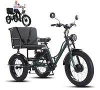 ZhouBSM Vélo électrique à 3 Roues De 24 Pouces pour Adultes Et Seniors, Tricycle des Neiges avec Ou sans Siège, 20 X 4 Pouces, écran LCD, Phare Et Cadre en Acier Au Carbone Blue-B