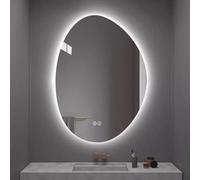 Zhoudong 100cm Asymétrique Miroir de Maquillage Anti-buée pour Salle de Bain, LED Miroir Mural Rétroéclairé Tricolore, Interrupteur Tactile, 70×90cm(28x36inch)