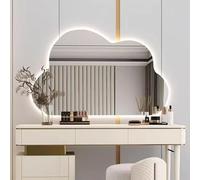 Zhoudong 3 Couleurs Dimmable Miroir de Salle de Bain avec Éclairage LED, Miroir Mural Asymétrique Nuage pour Salon Décoration, Anti-Buée, 70/80/90/100cm(Backlit,36inch/90cm)