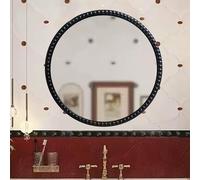 Zhoudong 60/80cm Rond Miroir Mural Style Français, Miroir Décoratif Baroque Vintage, Antique étanche Cadre en PU, pour Salle de Bain, Chambre ou Dressing(Black,60cm/24)