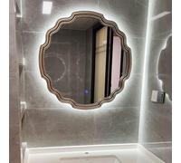 Zhoudong 80cm Miroir de Courtoisie Orné Rond avec Éclairage, 65cm Miroir Antique Baroque Français, 3 Couleurs Dimmable, pour Salle de Bain Salon(Silver,65 * 65cm/26 * 26in)