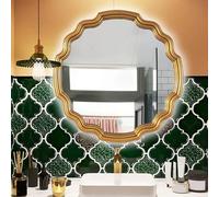 Zhoudong 80cm Miroir de Courtoisie Orné Rond avec Éclairage, 65cm Miroir Antique Baroque Français, 3 Couleurs Dimmable, pour Salle de Bain Salon(Gold,80 * 80cm/32 * 32in)