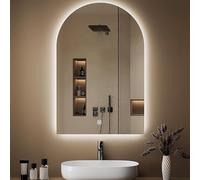 Zhoudong 90cm Miroir de Salle de Bain Anti-Buée, 120cm Grand Arqué Miroir Décoratif Mural, Miroir Rétroéclairé LED AVCE 3 Couleurs de Lumière Réglable, Tactile(24x40in/60x100cm)