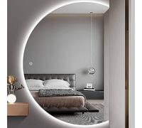 Zhoudong Anti-Buée Miroir de Salle de Bain avec Interrupteur Tactile Dimmable LED Demi-Cercle Miroir de Vanité Mural 110/120CM Demi Lune Rétroéclairé Miroir de Courtoisie Intelligent(Right cut,84*120c