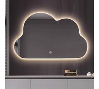 Zhoudong HD Miroir Cosmétique Mural Irrégulier 60-100cm, Miroir Rétro-éclairé Lumineux de Salle de Bain, 3 Couleurs Dimmable, Anti-buée Bouton Tactile(36x28inch)