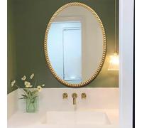 Zhoudong Miroir Antique, Miroir de Salle de Bain Vintage Chic Ovale, Style Baroque, Traditionnel Cadre Doré/Argent/Noir, pour Vanité/Salon/Chambre(Gold,70x85cm)