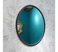 Zhoudong Miroir Antique, Miroir de Salle de Bain Vintage Chic Ovale, Style Baroque, Traditionnel Cadre Doré/Argent/Noir, pour Vanité/Salon/Chambre(Black,70x85cm)