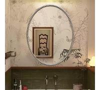 Zhoudong Miroir Antique, Miroir de Salle de Bain Vintage Chic Ovale, Style Baroque, Traditionnel Cadre Doré/Argent/Noir, pour Vanité/Salon/Chambre(Silver,55x70cm)