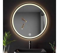 Zhoudong Miroir de Courtoisie HD avec Éclairage, 80/90cm Miroir LED Rond de Salle de Bain, 3 Couleurs, Intensité Variable, Anti-Buée Miroir Muraux, Cadre Noir/Doré(Black,60x60cm)