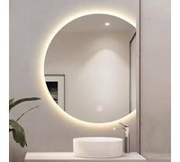 Zhoudong Miroir de Décoration Murale 3 Couleurs Intelligente, LED Miroir de Salle de Bain Demi-Cercle avec Lumière Rétroéclairé, Anti-buée, sans Cadre Demi Lune(Right Cut,40"x36")
