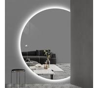 Zhoudong Miroir de Maquillage à LED Éclairage Dimmable, Demi Lune Miroir Intelligent Salle de Bain avec Interrupteur Tactile, Désembuage, pour Vanité Salon(Left Half,47inch)