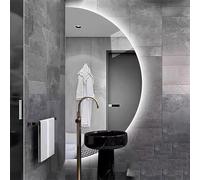 Zhoudong Miroir de Maquillage HD Demi-Cercle, Miroir Mural LED Dimmable à 3 Couleurs de Lumière, Anti-buée Interrupteur Tactile, pour Salle de Bain Dressing(Left Cut,48")
