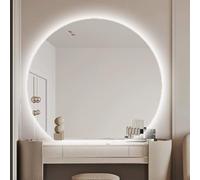 Zhoudong Miroir de Maquillage Moderne sans Cadre à Demi Lune, Miroir Anti-Buée Intelligent pour Salle de Bain, 3 Couleurs Dimmable Lumière Avant/Rétroéclairé(Backlit,28inch/70cm)