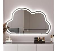Zhoudong Miroir de Salle de Bain Asymétrique en Forme de Nuage LED 60×90cm, Moderne Miroir de Vanité Mural Décoratif 80cm, Anti-Buée, 3 Couleurs Dimmable(Frontlit,24"x36"/60x90cm)