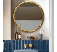Zhoudong Miroir Décoratif Antique Rond avec Cadre en Perlé PU, Miroir de Vanité Mural Orné Vintage Français, pour Chambre à Coucher, Salon, Commode(Gold,80cm)