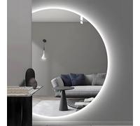 Zhoudong Miroir Décoratif Grand Demi Lune, Miroir de Salle de Bain Mural avec Dimmable à 3 Couleurs, Intelligent Anti-buée, pour Chambre à Coucher, Salon, Commode(Left Cut,70x100cm)