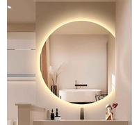 Zhoudong Miroir Lumineux Anti-buée Salle de Bain Demi-Cercle, Miroir de Vanité Mural Irrégulier Demi Lune 80/90/100cm, 3 Température de Couleur(Right Cut,100x90cm)