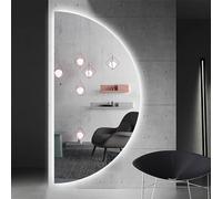 Zhoudong Miroir Lumineux de Salle de Bain Rétro-éclairé à LED, Miroir de Vanité Intelligent avec Tactile Anti-buée, Grand Demi-Cercle, 3 Couleurs Dimmable(Left Cut,40 * 20inch)