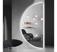 Zhoudong Miroir Lumineux de Salle de Bain Rétro-éclairé à LED, Miroir de Vanité Intelligent avec Tactile Anti-buée, Grand Demi-Cercle, 3 Couleurs Dimmable(Right Cut,40 * 20inch)