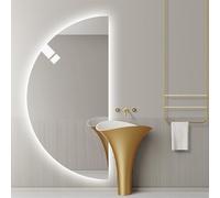 Zhoudong Miroir Mural Demi-Cercle, Miroir de Maquillage Lumineux LED avec 3 Température de Couleur, Anti-buée Intelligent, pour Vanité, Salle de Bain Salon Chambre(Left Semicircle,40x80cm)