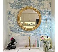 Zhoudong Miroir Mural HD Baroque Vintage, 60/70/80cm Miroir Décoration Antique Orné Rond, Style Français pour Chambre à Coucher, Salon, Commode(Gold,70cm/28inch)