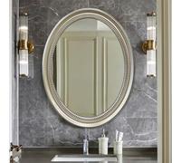 Zhoudong Miroir Mural Vintage Français 58x72cm, Miroir de Courtoisie Ovale Antique, Style Baroque, Cadre Doré, pour Salon, Chambre ou Dressing(Silver)