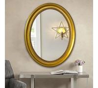 Zhoudong Miroir Mural Vintage Français 58x72cm, Miroir de Courtoisie Ovale Antique, Style Baroque, Cadre Doré, pour Salon, Chambre ou Dressing(Gold)