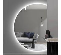 Zhoudong Miroir Salle de Bain Mural avec Éclairage LED, Demi-Cercle Anti-Buée Miroir Maquillage, Rétroéclairé 3 Couleurs Dimmable, 110/120cm(Left Semicircle,43")