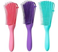 ZHOUHON 3 Pièces Brosse Démêlante, Brosse à Cheveux Crépus, Brosse Démêlante pour Cheveux Bouclés, Peigne Démêlant Cheveux pour Afro Texturé 3A à 4C Kinky Ondulé.
